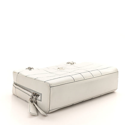 Lambskin Stitched Chocolate Bar Shoulder Bag White