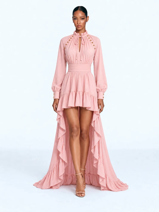 Harper Romantic Ruffle High-Low Maxi Dress
