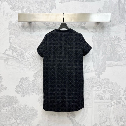 Dior 2025 Short Macrocannage Dress Black Cotton
