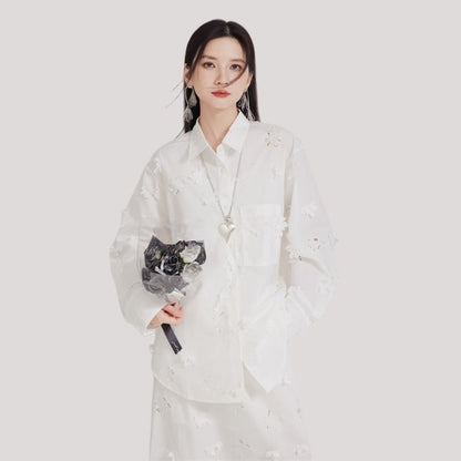 3D Hollow Cut Floral Shirt