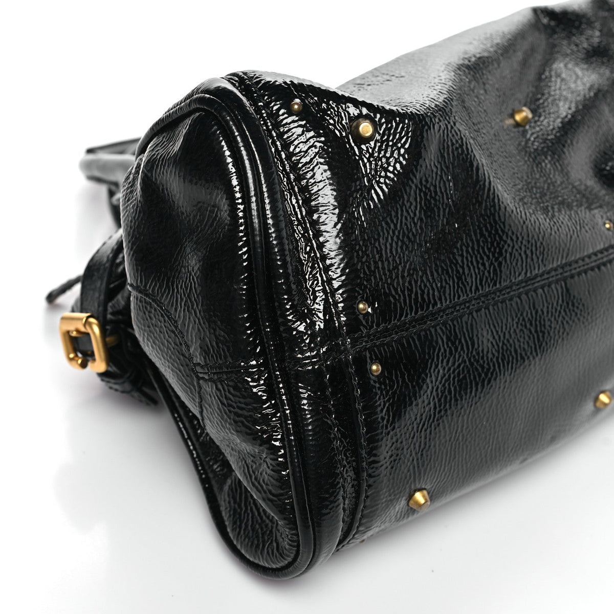 Crinkled Patent Medium Paddington Satchel Black