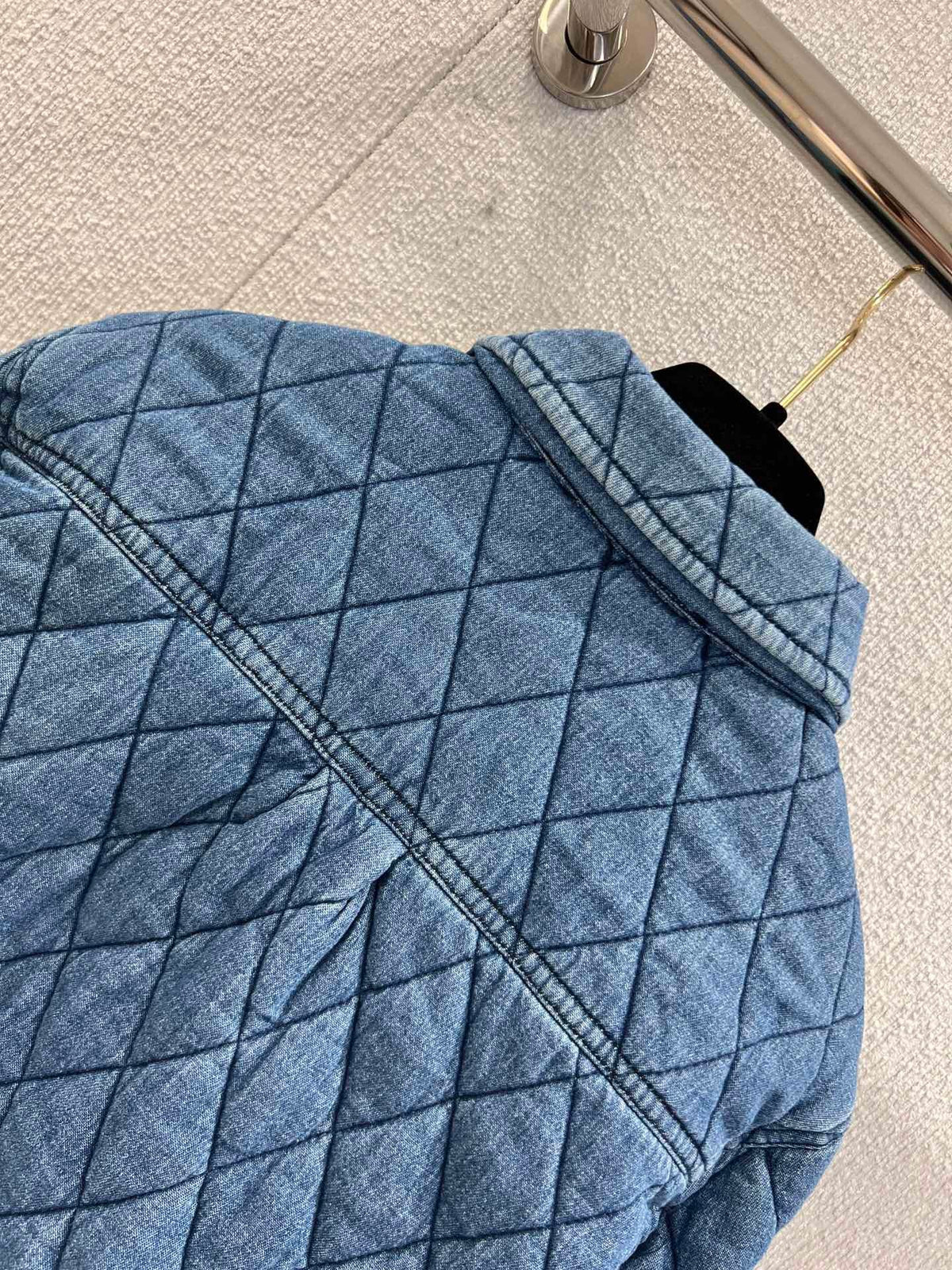 Chanel 2025 Quilted Jacket Blue Denim Fabric