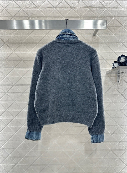 MIUMIU KNIT JACKET WITH DENIM STYLE 735