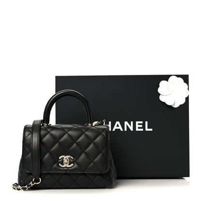 Caviar Quilted Extra Mini Coco Handle Flap Black