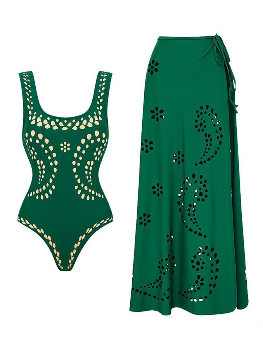 Elise Solid-Color Swimsuit Set