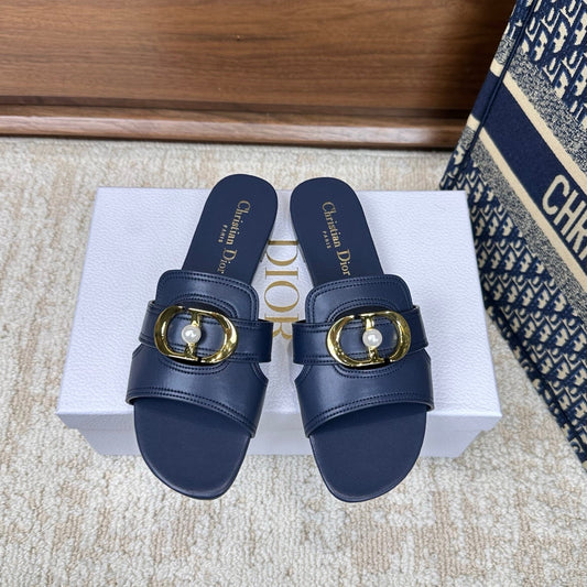CD Montaigne Sandals Dark Blue in Calfskin 598169