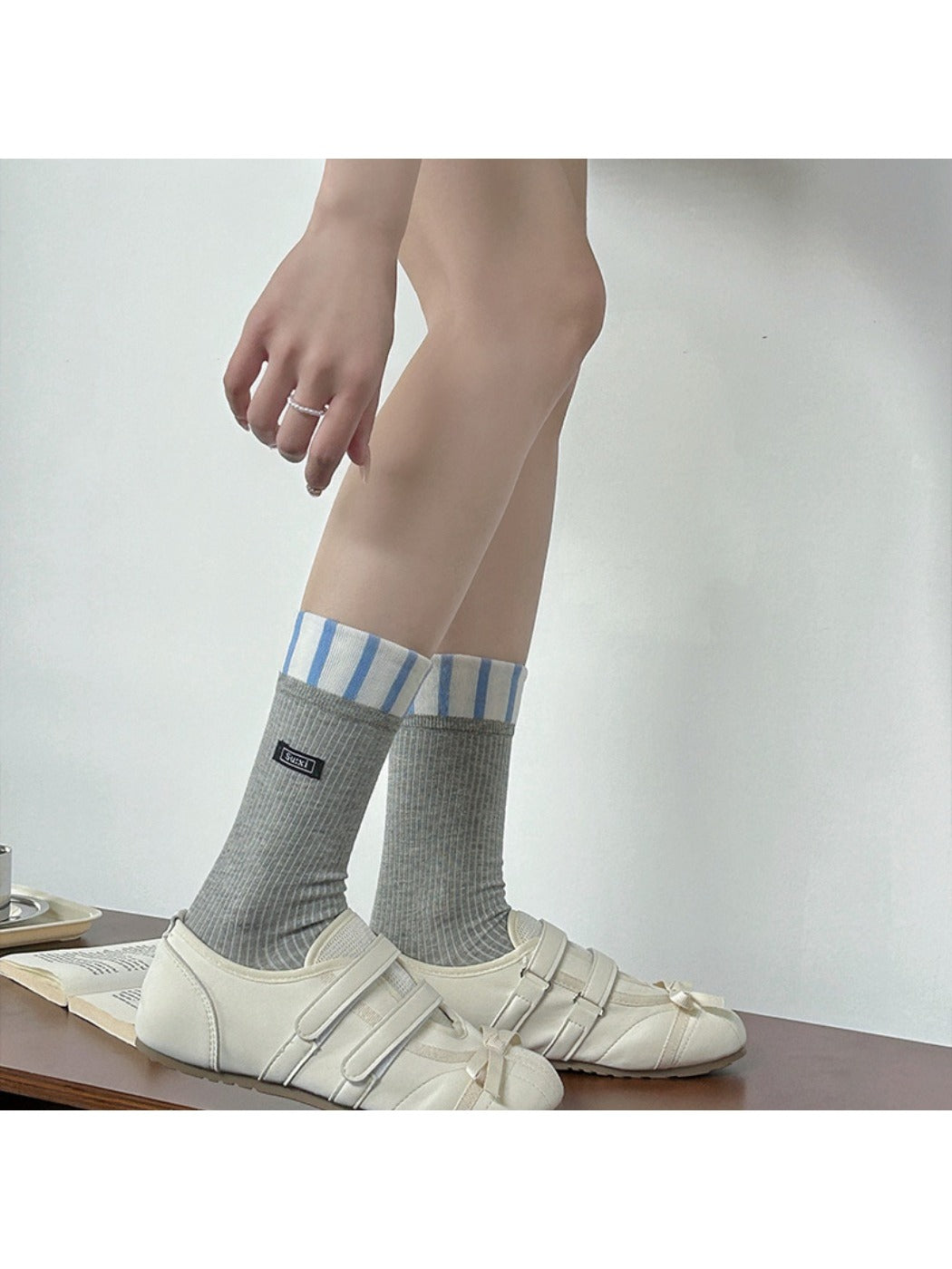 Rufia - Preppy Stripe Crew Socks - Sporty &amp; Chic