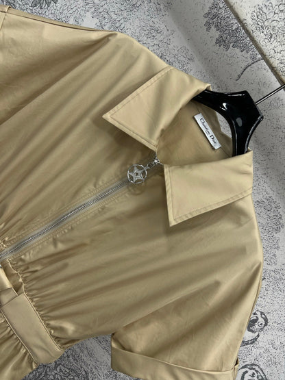 CD 25 Shirt Dress with Belt Beige Cotton