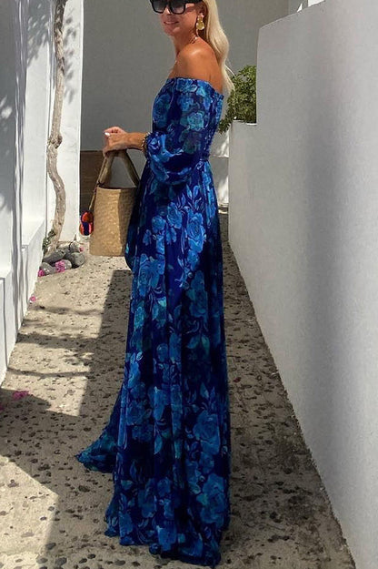 Cosette | Women's Wedding Guest Floral Off Shoulder Maxi Dress Evening