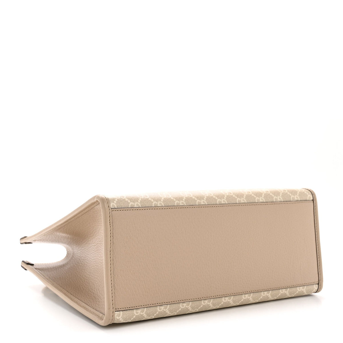 GG Supreme Monogram Textured Dollar Calfskin Small Retro Interlocking G Tote Bag Beige Mystic White Oatmeal
