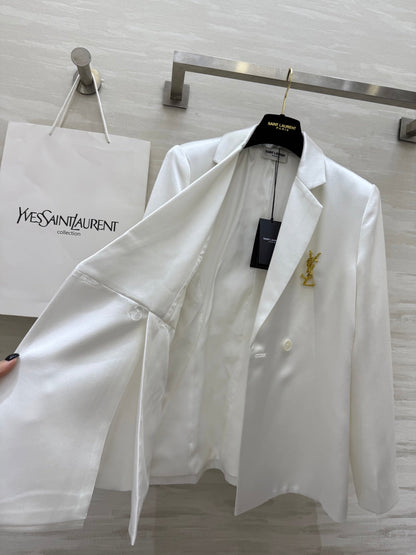 YSL 25 Suit Jacket White Triacetate