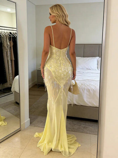 Selina Paillette Chiffon Mermaid Maxi Dress