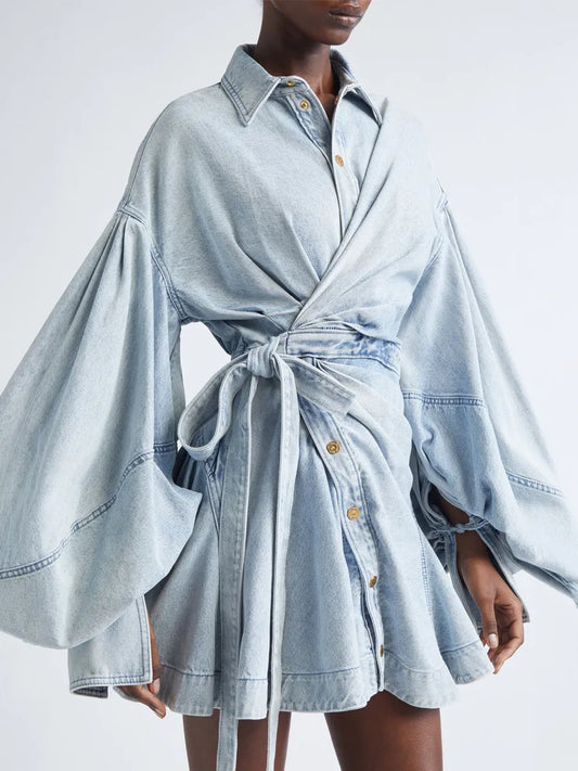Aurora Denim Wrap Minidress