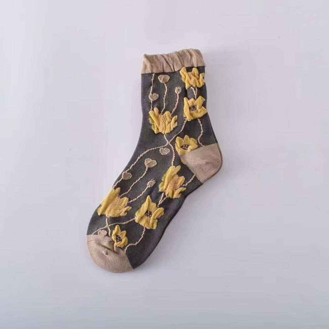 Rufia - Floral Knit Socks - Vintage &amp; Stretchy