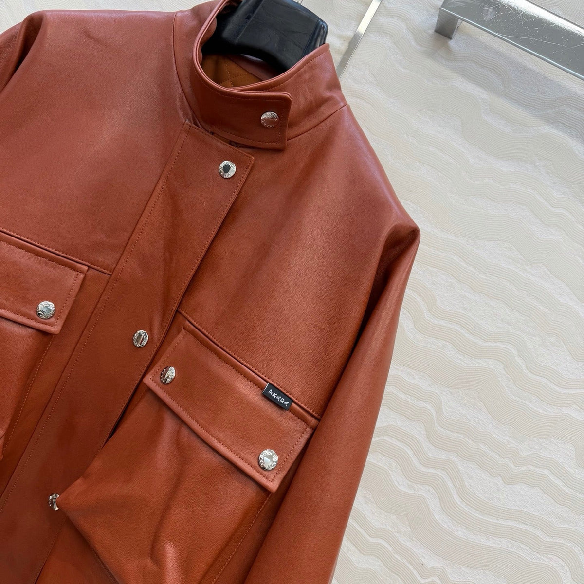 Prada 26S Biker Jacket Long Camel Leather Lambskin 341248