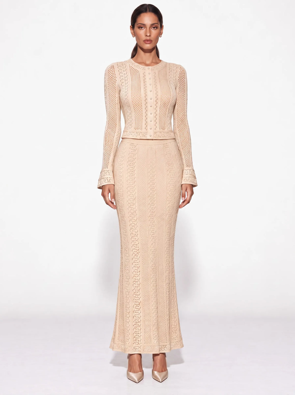 Valentina Crochet Openwork Maxi Skirt Set
