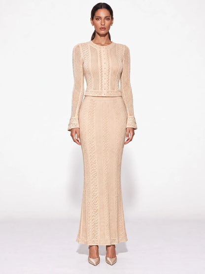 Valentina Crochet Openwork Maxi Skirt Set