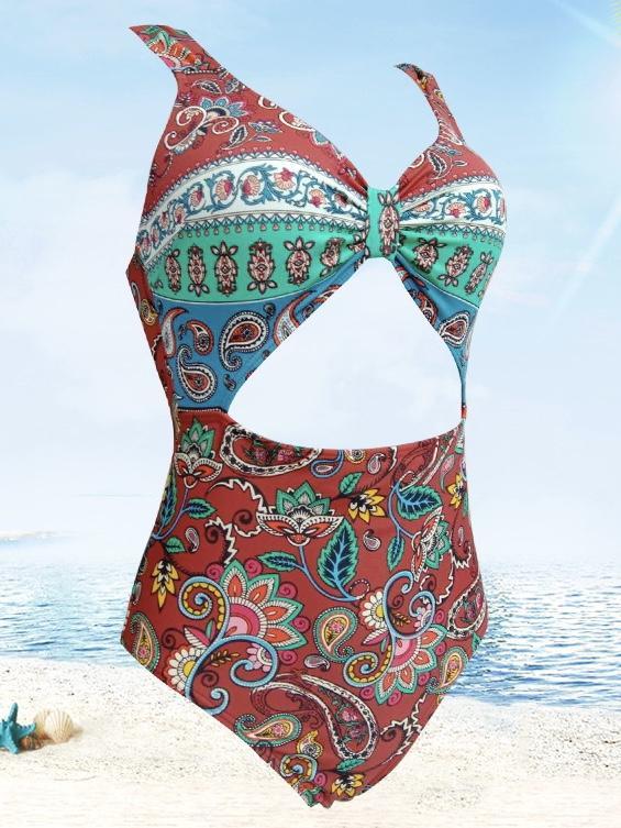 New Female Retro Style Triangle One-Piece Swimsuit