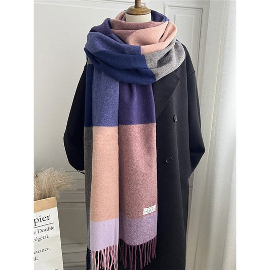 Fashion Plaid Fringe Shawl Scarf