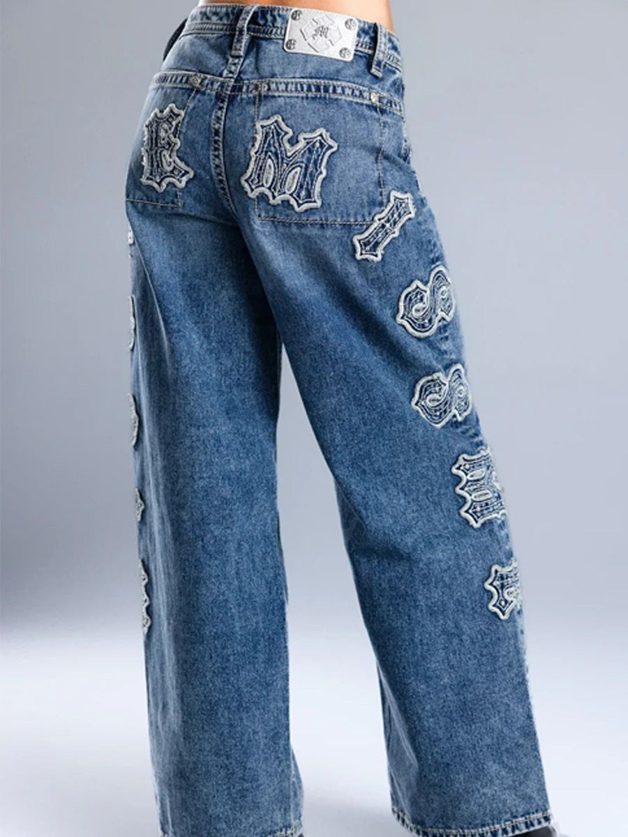 Cassandra Embroidered Appliqué Jeans