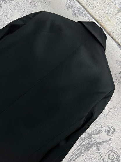 YSL 25 Double-breasted Suit Jacket Black Cotton Polyester