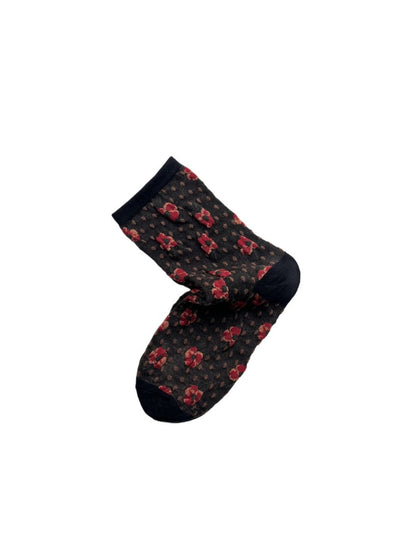 Rufia - Floral Embossed Bohemian Mid-Crew Socks