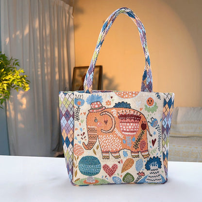 Cosbai - Geometric Lace Botanical &amp; Animal Canvas Tote