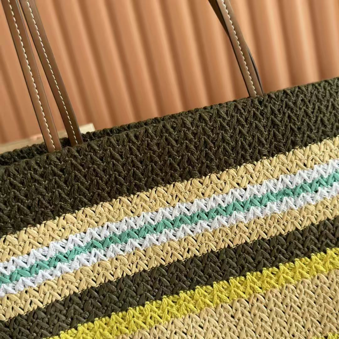 Miu Tote Bag 40cm Raffia-Effect Woven