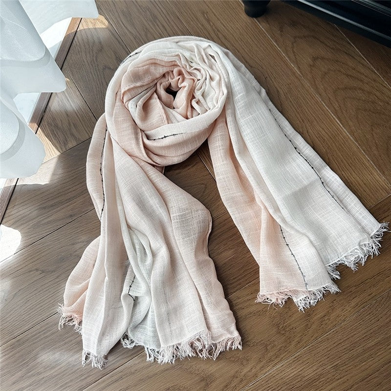Casual Striped Fringed Thin Scarf