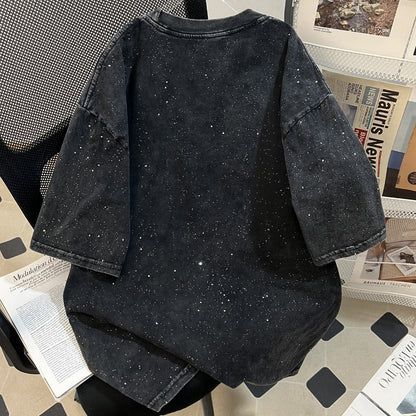 Teesher - Oversized Distressed Star Print T-Shirt