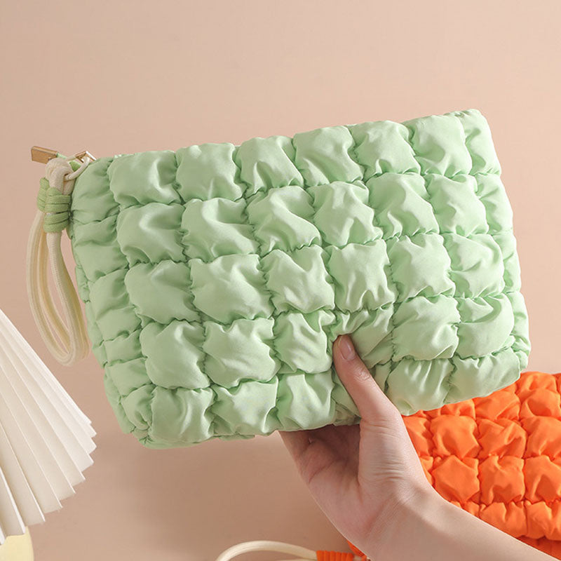 Puffer Quilted Solid Color Portable Cosmetic Bag