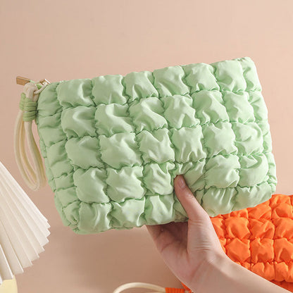 Puffer Quilted Solid Color Portable Cosmetic Bag