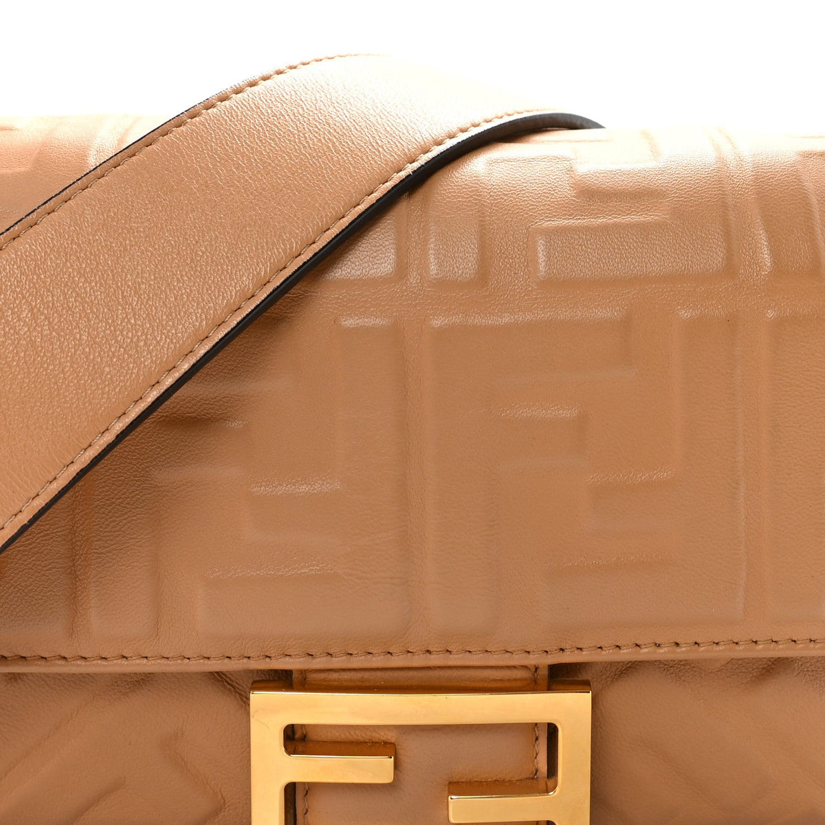 Nappa FF 1974 Embossed Baguette Miele Scuro