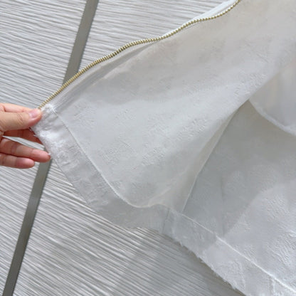 LV 25S Monograw Jacquard Fabric Skirt White Cotton