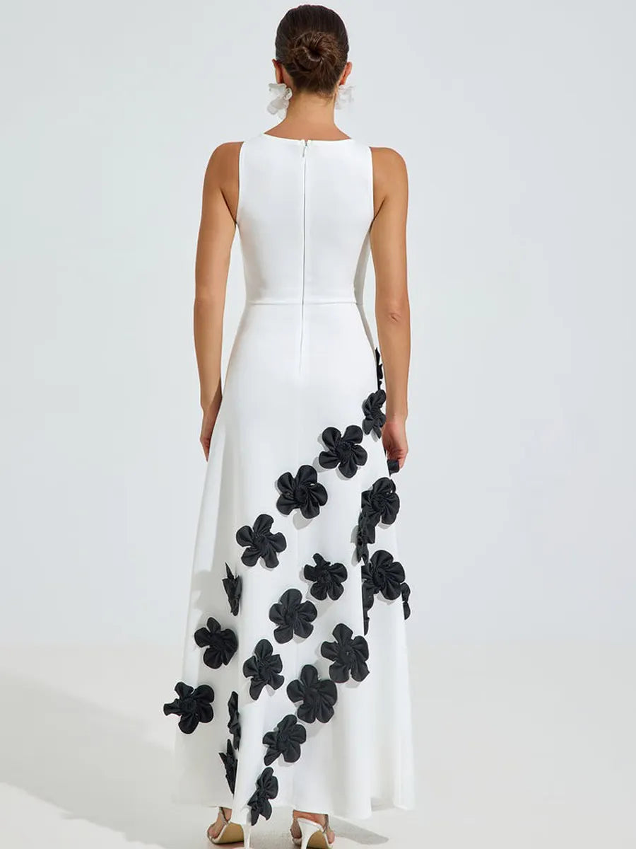 Emily Noir Blossom Maxi Dress In White
