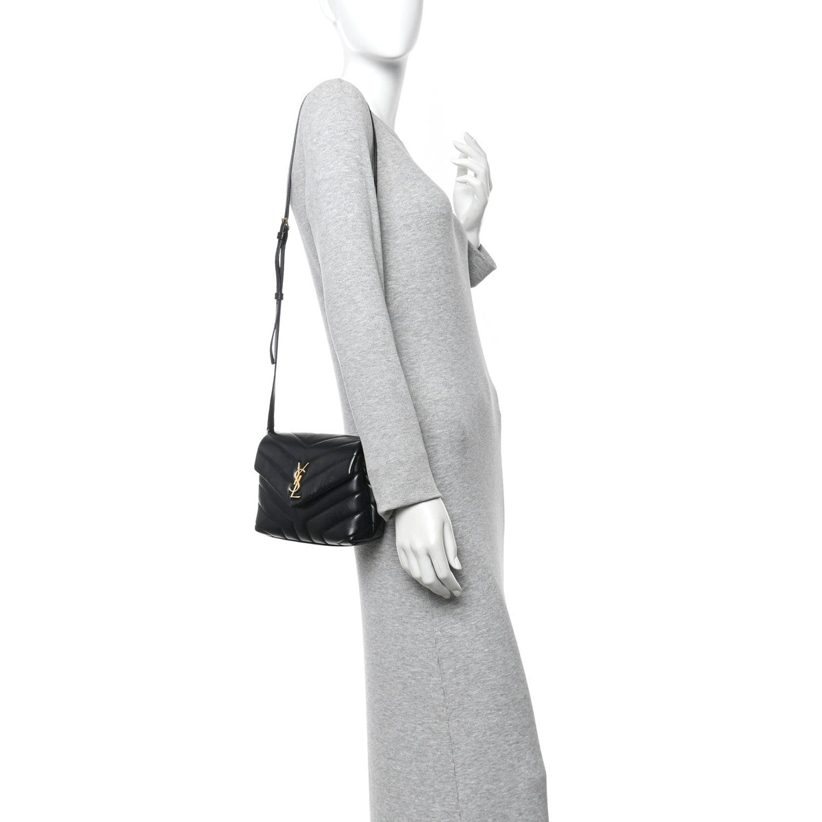 Calfskin Y Quilted Monogram Toy Loulou Crossbody Bag Black
