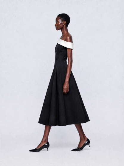 Celestia Color-Block One Shoulder Maxi Dress