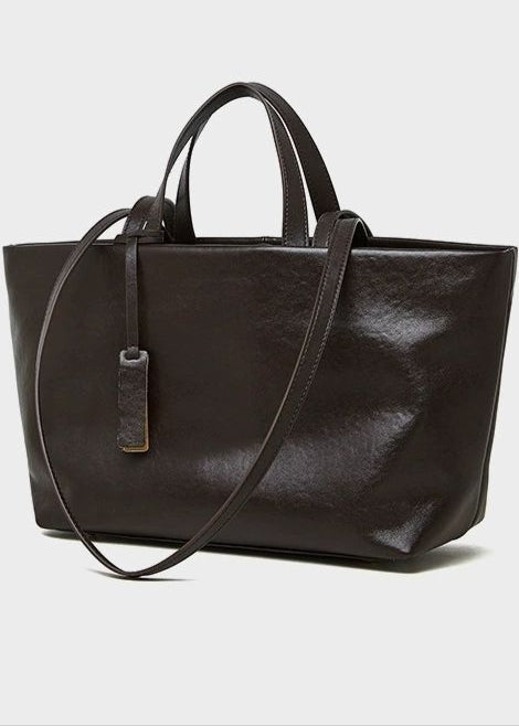 Structured Leather Tote with Crossbody Strap