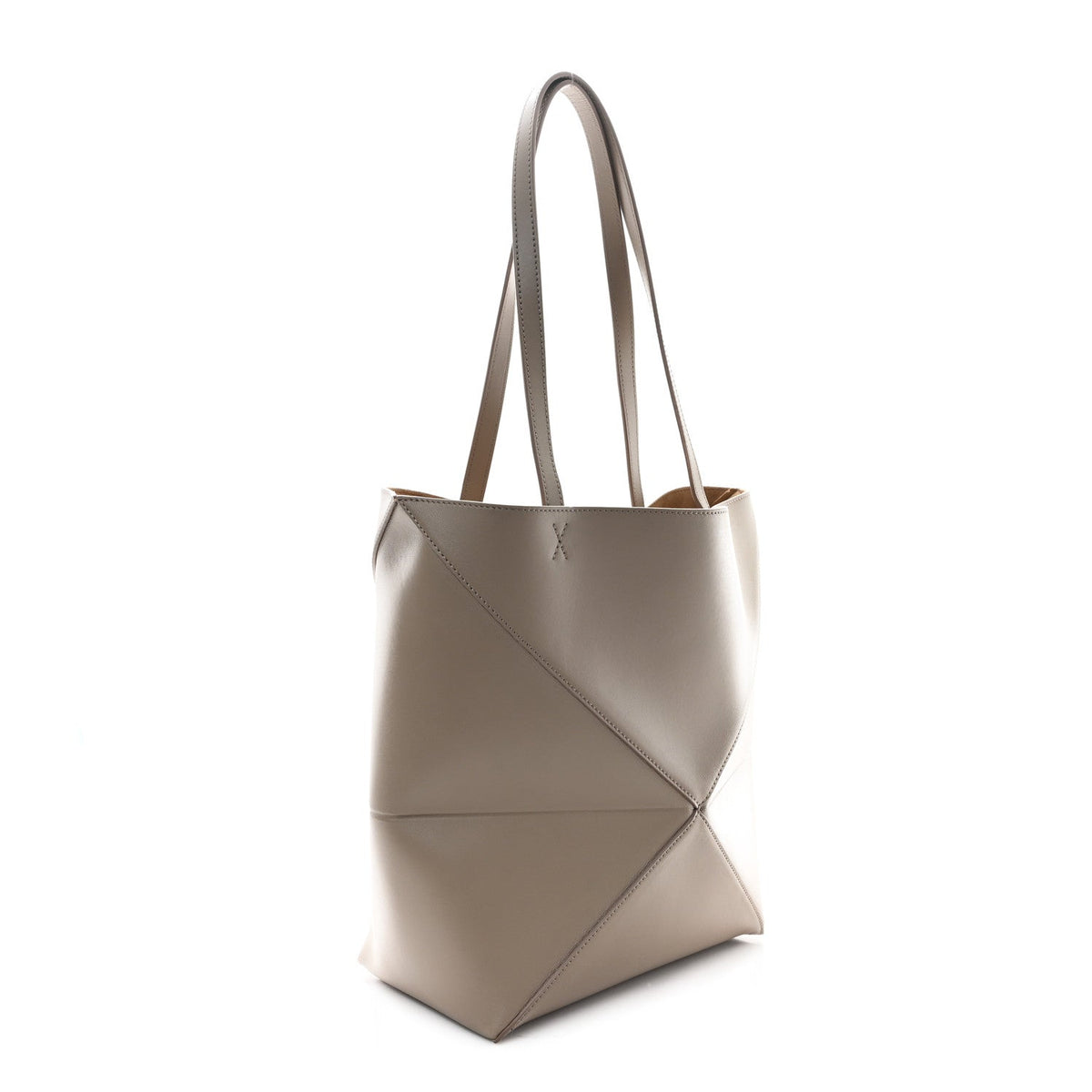 Shiny Calfskin Medium Puzzle Fold Tote Sand