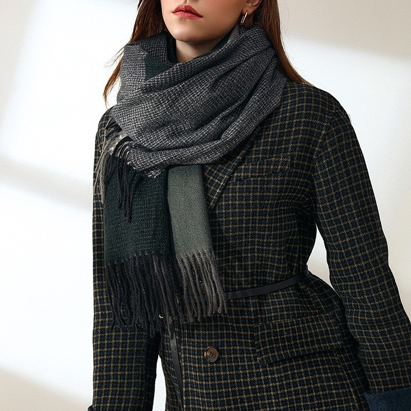 Warm Imitated Cashmere Tassled Shawl Scarf