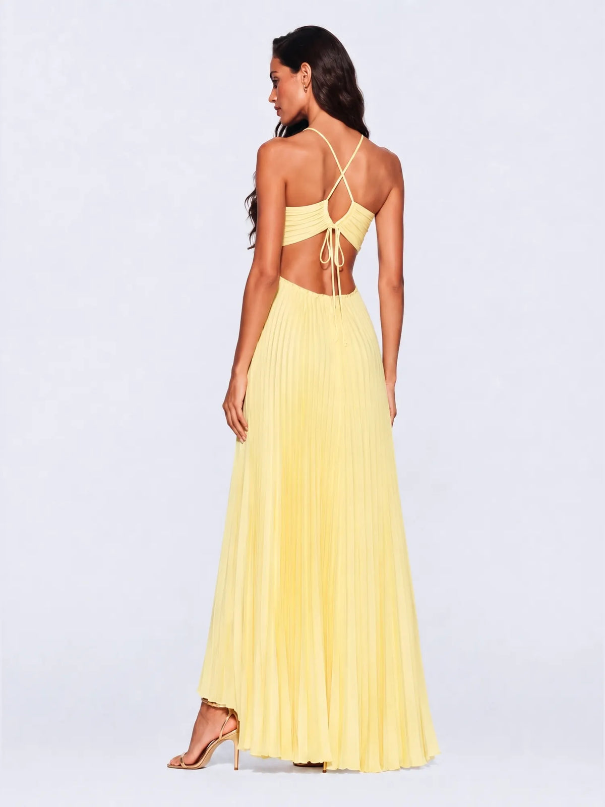 Felicity Cut Out Pleated Halter Maxi Dress