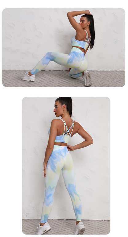 Tie-Dye Yoga Sports Suit Women'S Spring And Autumn Lightweight Fashion Slim And Quick-Drying Yoga Clothes