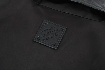 LV 1v Checkered Leather Collar Reversible Waist-cinching Jacket 494280