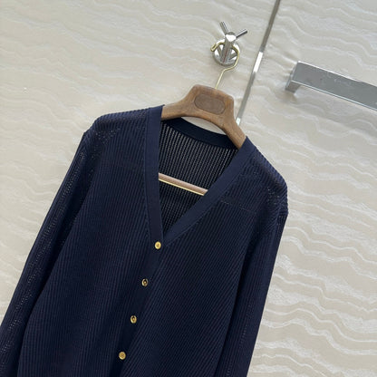 LP 25 V-neck Cardigan Blue Cotton 265181