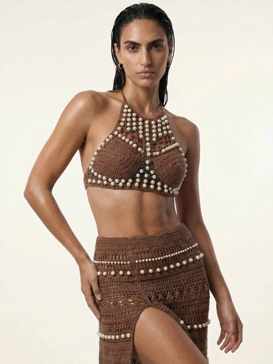 Anastasia Pearl Knit Swimsuit Two Piece Set