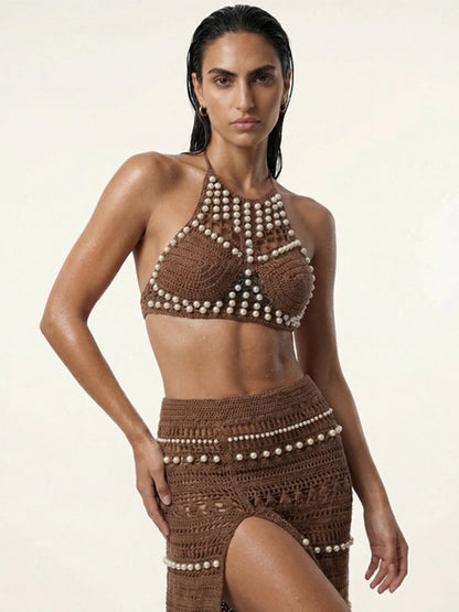 Anastasia Pearl Knit Swimsuit Two Piece Set