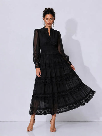 Celeste Elegant Cut-Out Panel Maxi Dress