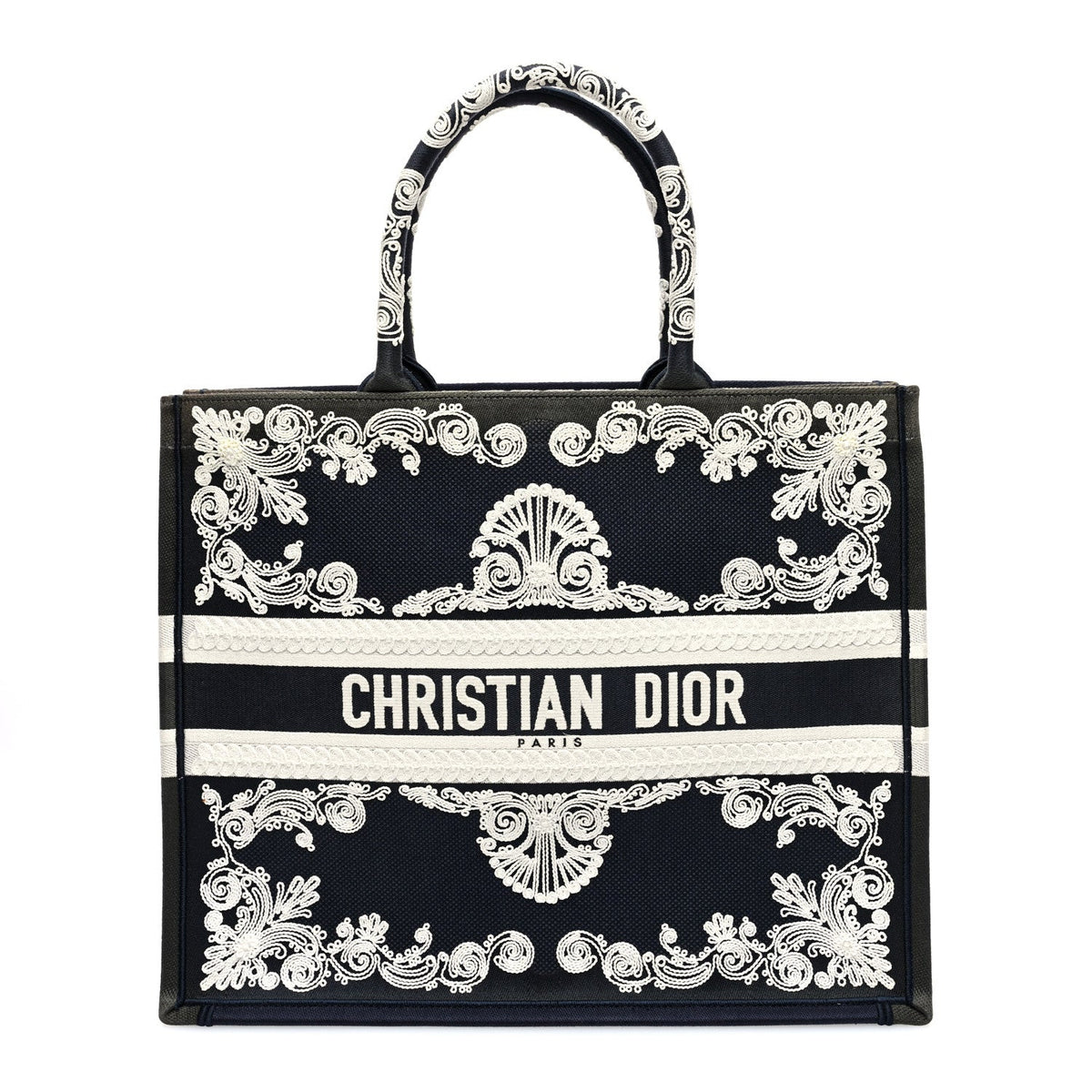 Canvas Embroidered Cornely Book Tote Blue White