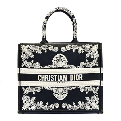 Canvas Embroidered Cornely Book Tote Blue White
