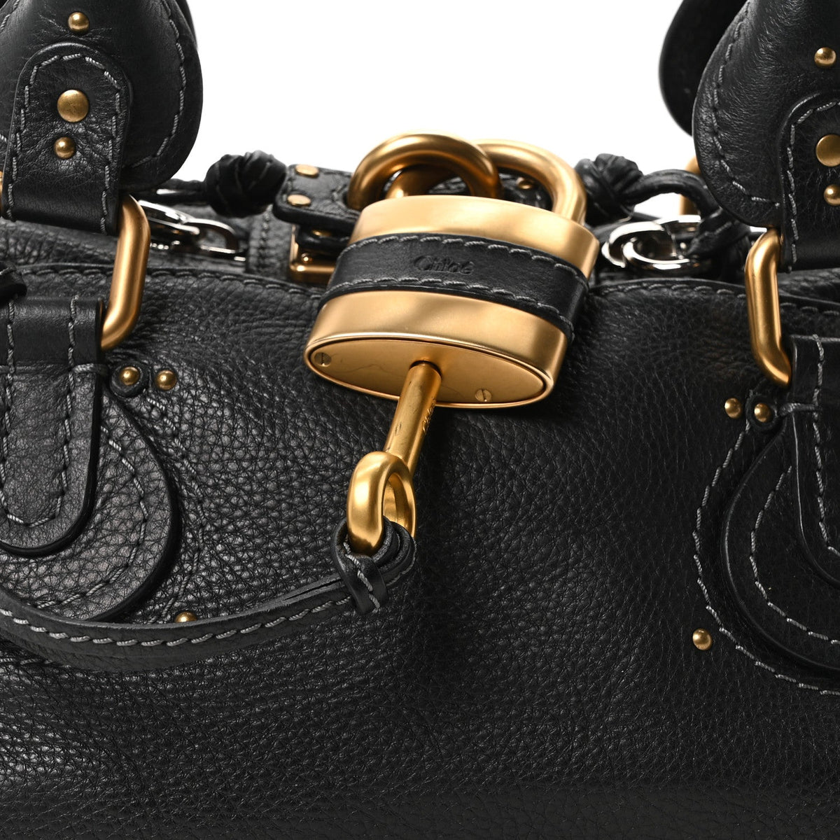 Calfskin Medium Paddington Satchel Black